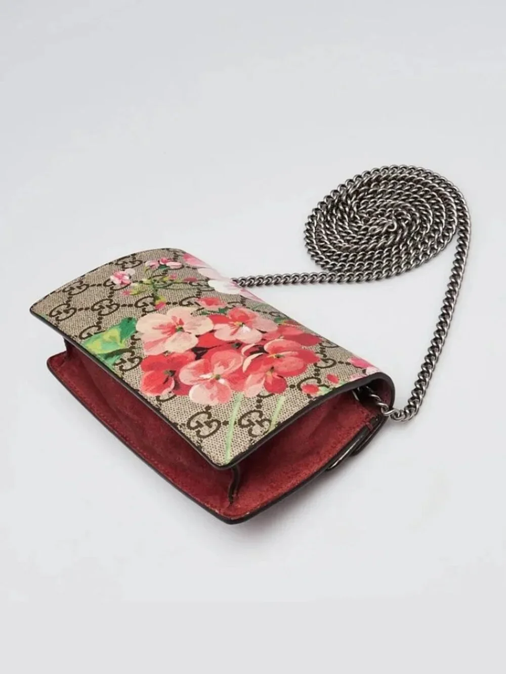 Gucci Beige/Pink GG Blooms Coated Canvas Super Mini Dionysus Shoulder Bag